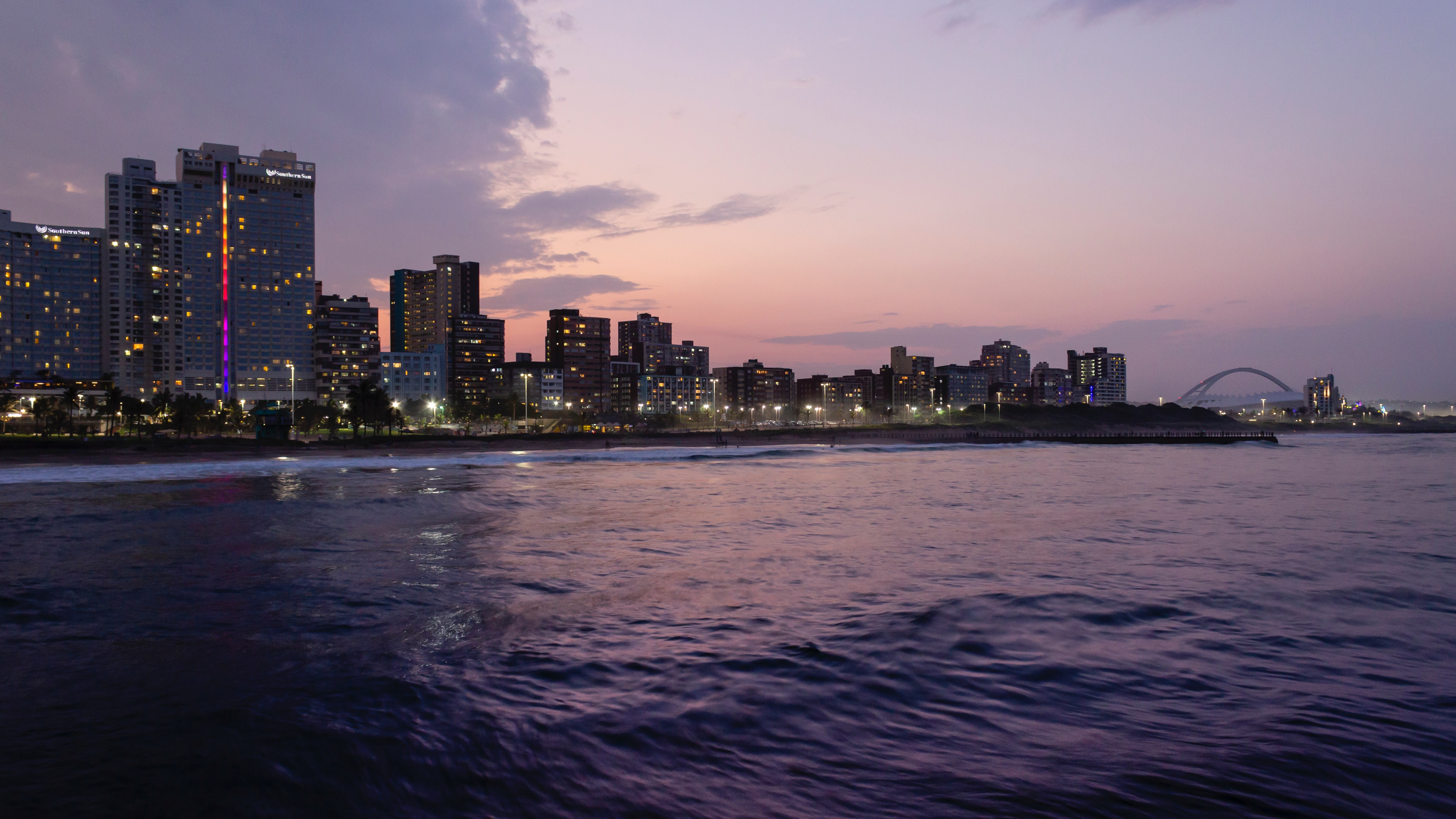 The Durban skyline at night.